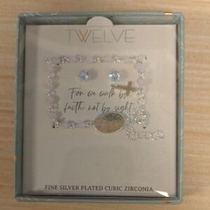 Silver Plated Jewelry Set with Cubic Zirconia